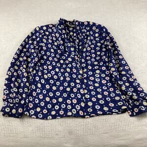 Blue Dotted Blouse Colorful Artsy Ilyssa Maxx for 3K Size 8 Womens Vintage